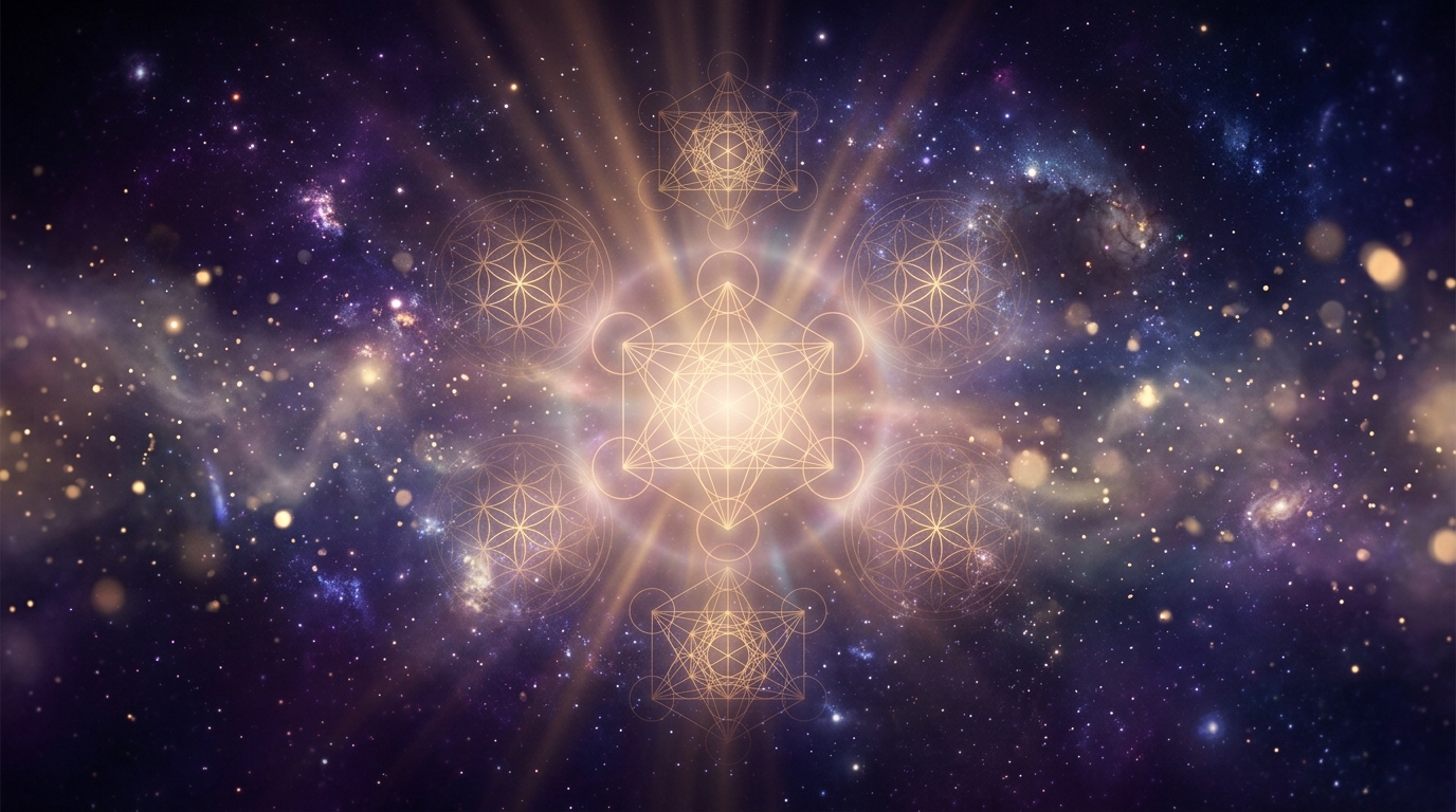 Fondo cósmico con geometría sagrada